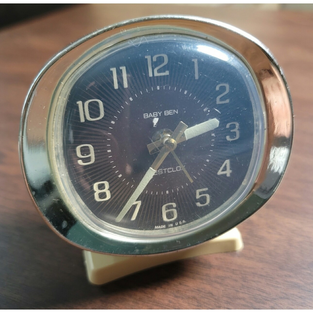 Vintage Westclox Baby Ben Wind Up Glow in Dark Hands Alarm Clock Works!